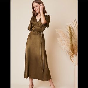 Whimsy + Row Lola Wrap Dress in Hunter Green